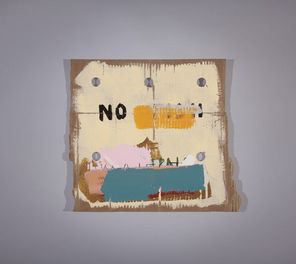 James Leonard - With a singular unobscured word, No Fishing Sign no. 129, declares "no", while its color palate is reminiscent of a Cadbury egg creme