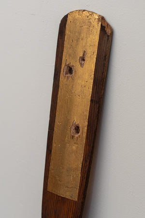James Leonard - Detail image of three bullet holes that have been shot through the paddle of Untitled Oar no. 7
