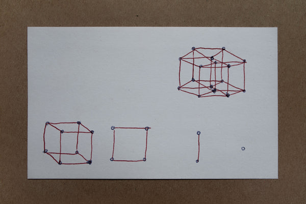 James Leonard - Hand-drawn 4-dimensional hypercube and the sum of its parts