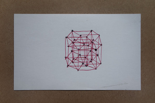 James Leonard - Hand-drawn 5-dimensional hypercube on index card