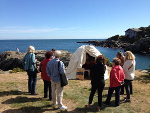 The Tent of Casually Observed Phenologies outside the Ogunquit Museum of American Art. Photo by Melissa Blackall.