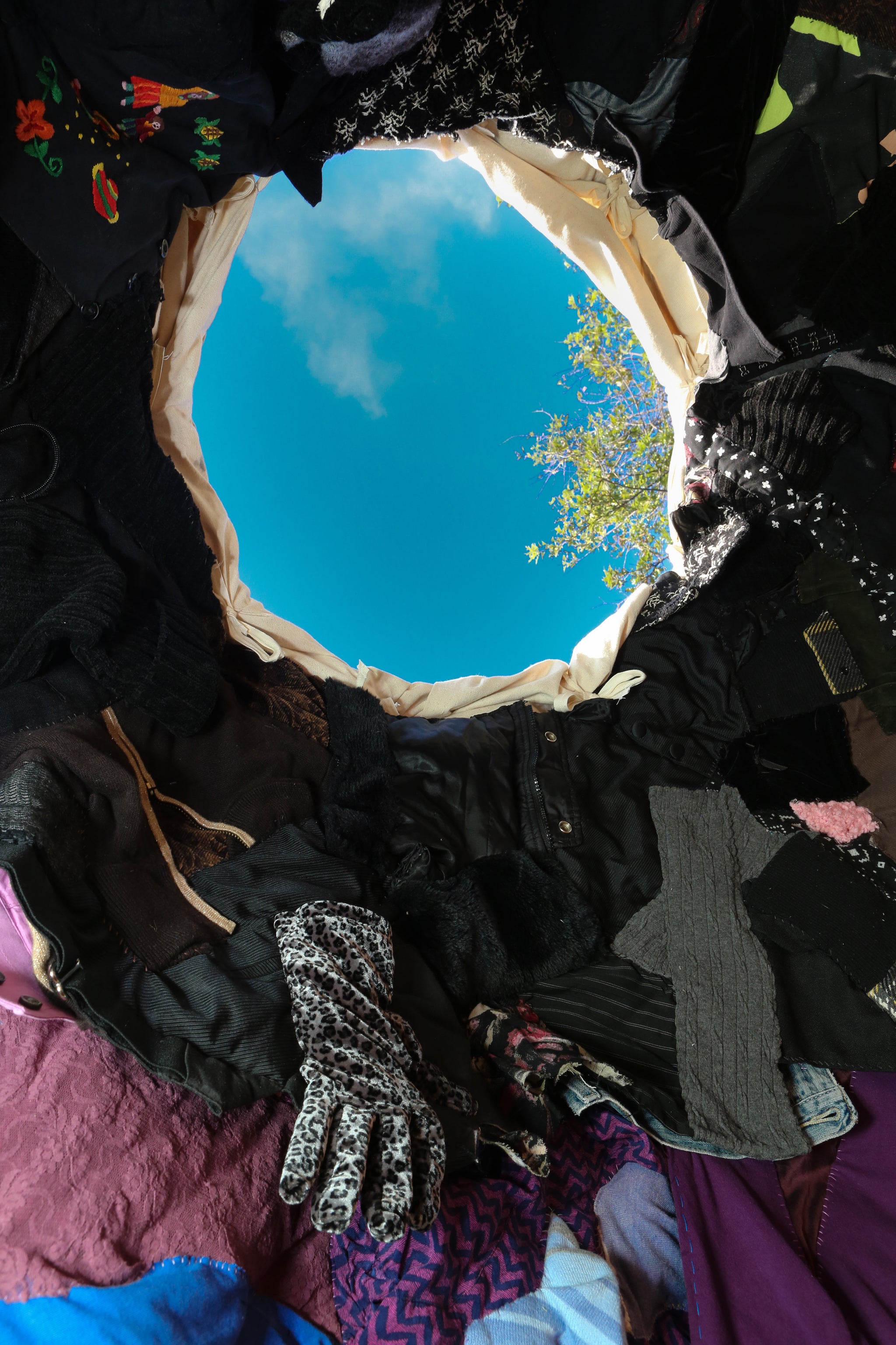 Detail, looking upwards through the tent's sky oculus. 