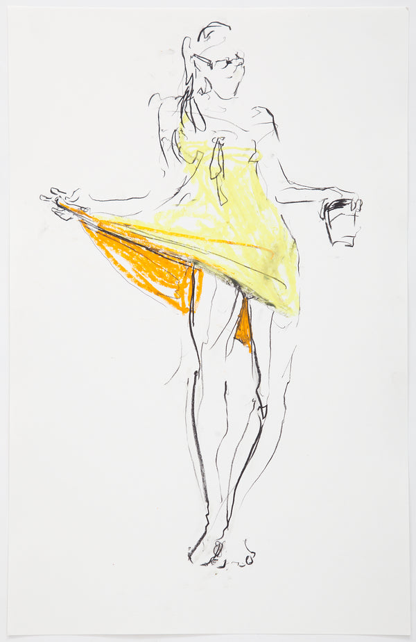 James Leonard - Figure drawing of woman in yellow dress