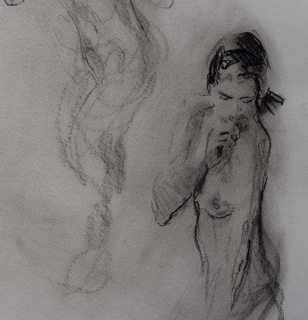James Leonard - Figure drawing of nude woman looking over shoulder