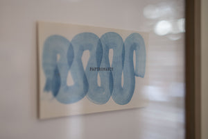 James Leonard - a detail image of one of the framed blue watercolors