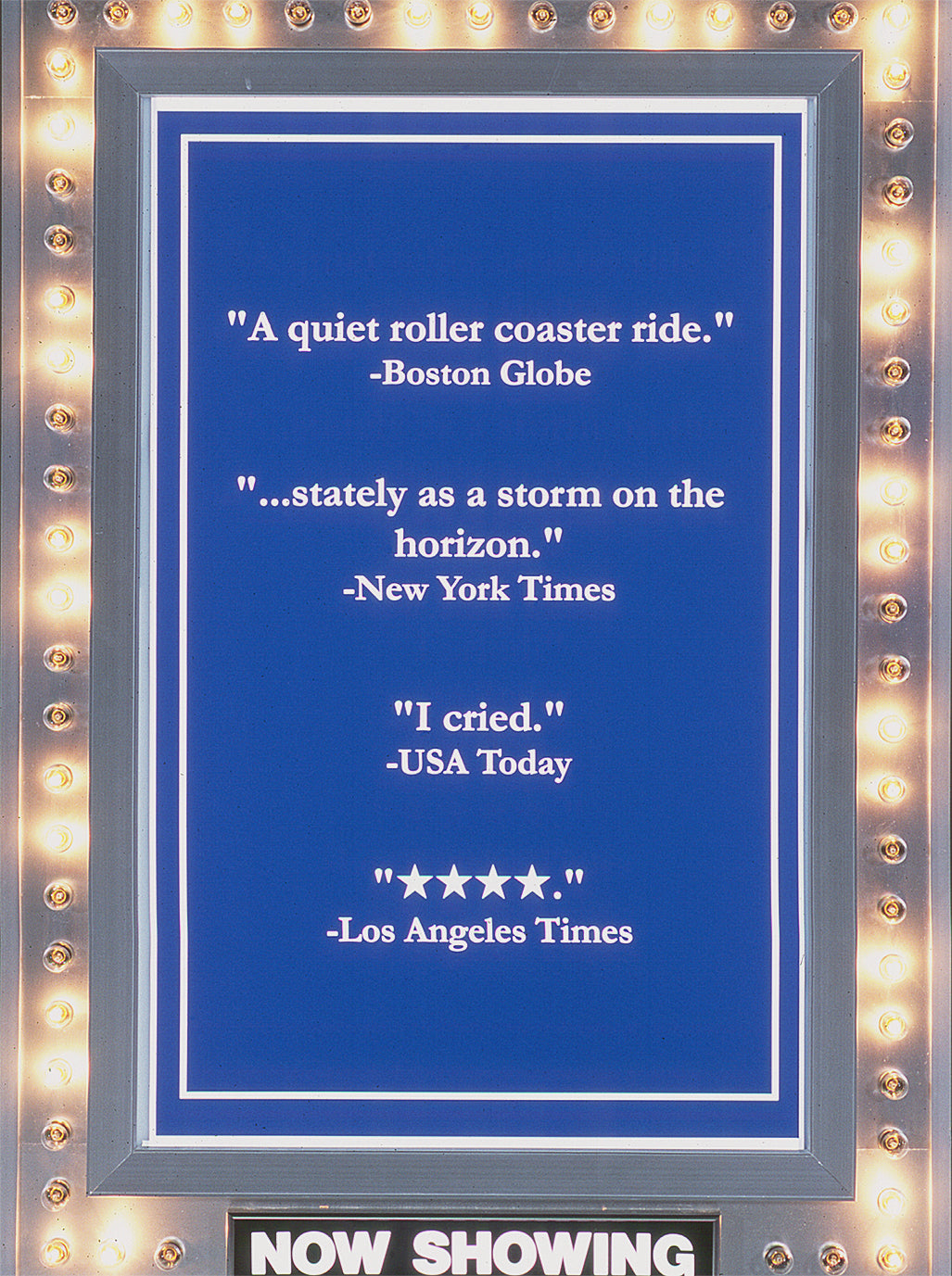 James Leonard - Detail of I Dream of Publicity poster framed by Hollywood marquee lights and the words, now showing