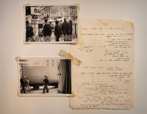 James Leonard - Written documentation and two photographs, taken by Steven Henry, of the action, Mute.