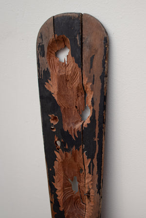 James Leonard - Detail of weathered and splitting paddle in Untitled Oar no. 2