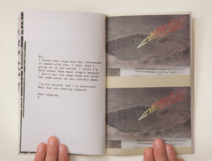 James Leonard - Seeking Diviners interior pages, depicting images of a meteor crater and text from a typed letter