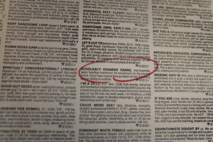 James Leonard - Circled dating ad, from a listing that describes the desire to meet a scholarly Ichabod Crane