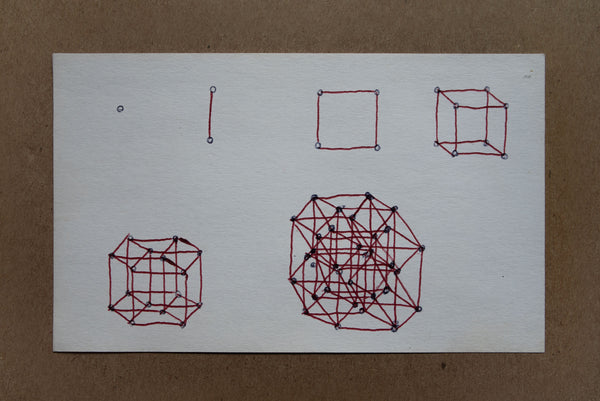 James Leonard - Ballpoint pen drawing showing the build up progression of creating a 5-dimensional shape