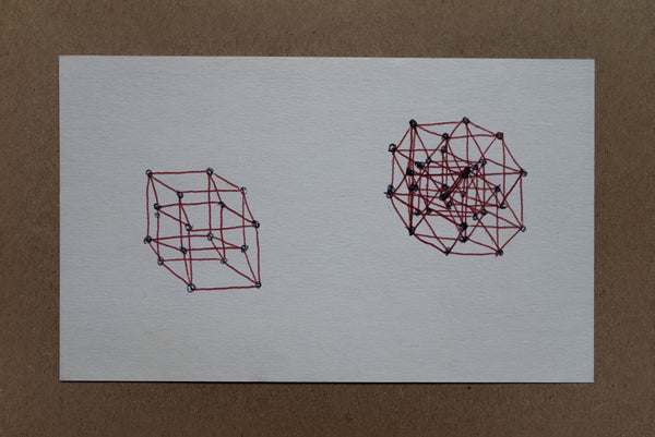 James Leonard - Ink drawing of both a 4-dimensional and 5-dimensional hypercube