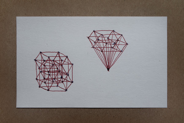 James Leonard - 5-dimensional hypercube drawn in pen on index card