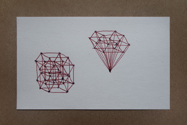 James Leonard - 5-dimensional hypercube drawn in pen on index card