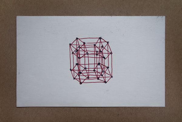 James Leonard - Freehand ink drawing of 5-dimensional hypercube