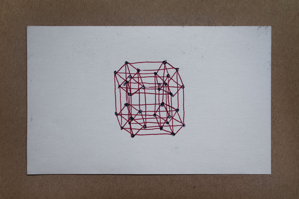 James Leonard - Freehand ink drawing of 5-dimensional hypercube