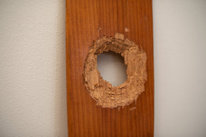 James Leonard - Untitled Oar no. 1 detail of chiseled hole in wood surface