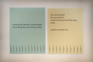 James Leonard - A side-by-side of two tear-off fliers seeking diviners 