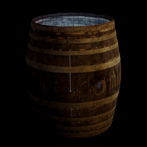 James Leonard - Exterior image of Water Torture, a barrel sitting in a dark space, illuminated from the inside
