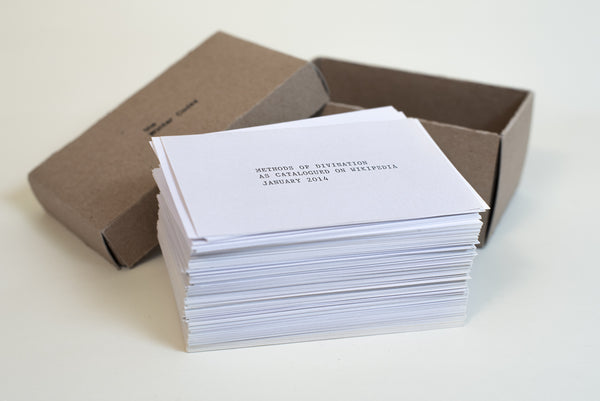 James Leonard - Winter Codex notecards stacked in front of handmade cardboard box container 
